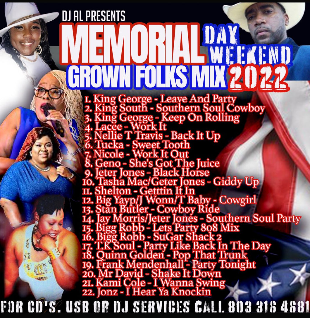 DJ AL MEMORIAL DAY GROWN FOLKS 2022 MIX CD